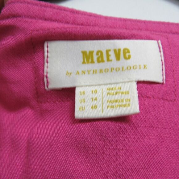 Maeve Anthropologie Women SZ 14 Pink V Neck Dionis Sleeveless Button Shirtdress - Picture 3 of 5